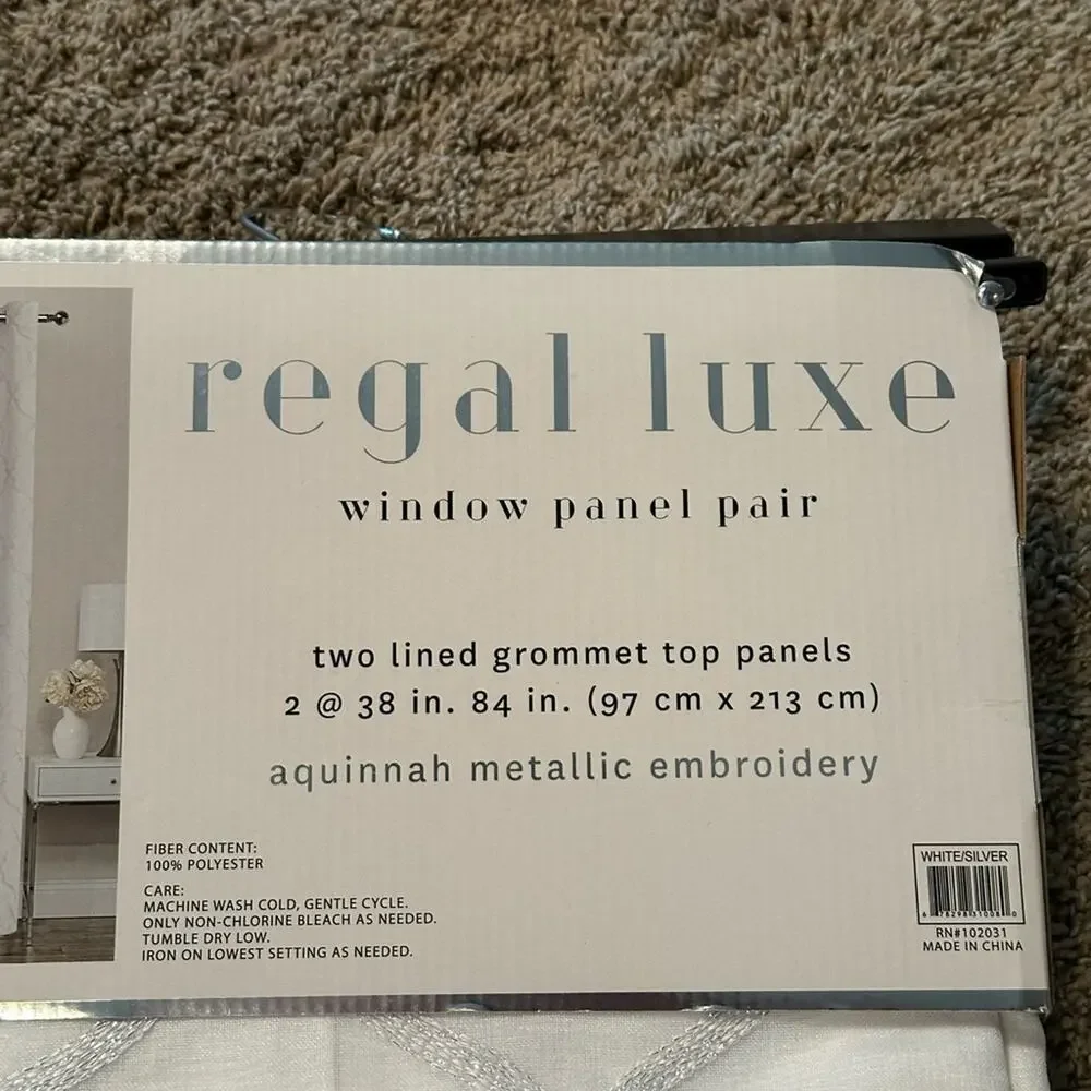 Regal Luxe White Window Panel Pair NWT